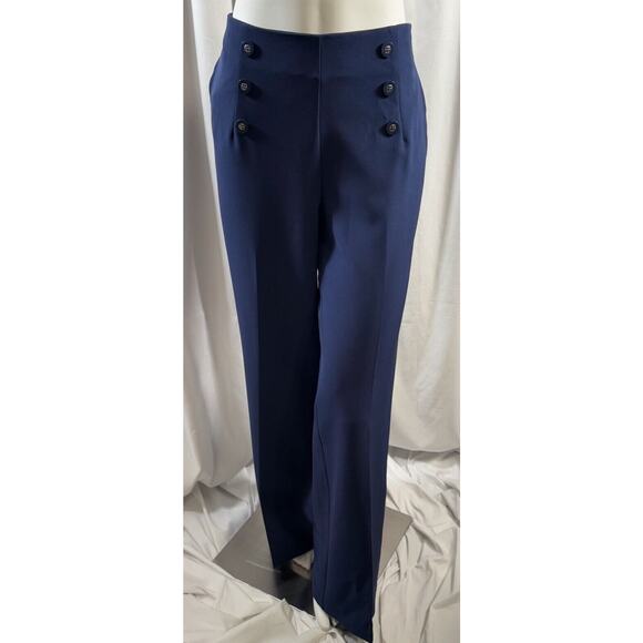 eva mendes Wide Leg Sailor Trousers Blue 8 Academia career 74-22 - Picture 3 of 16